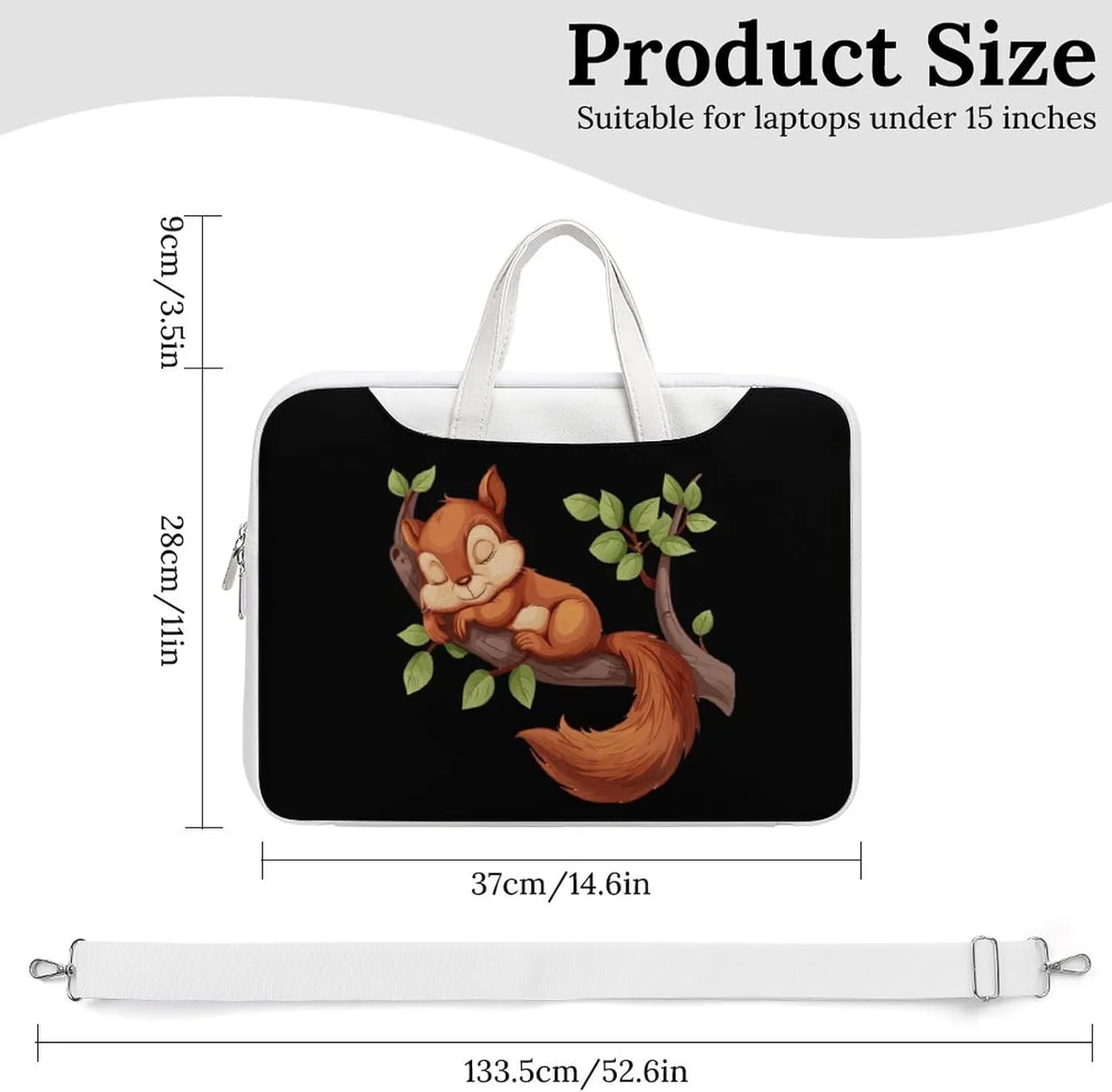 Squirrel Sleep Laptop Tote Bag Waterproof Computer Carrying Case Business Office Briefcase