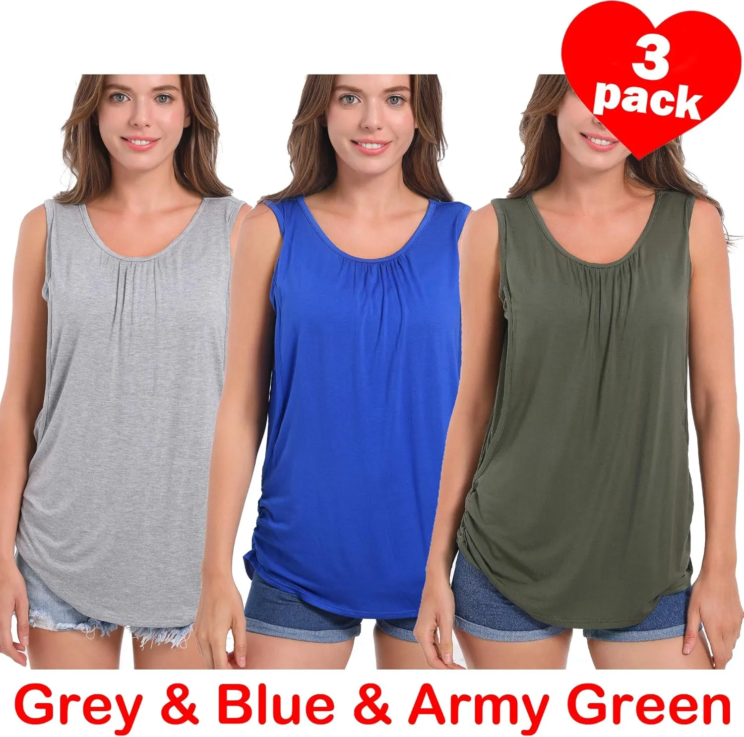 SUIEK Women's Maternity Nursing Tops Breastfeeding Tanks Tee Shirt Pregnancy Clothes