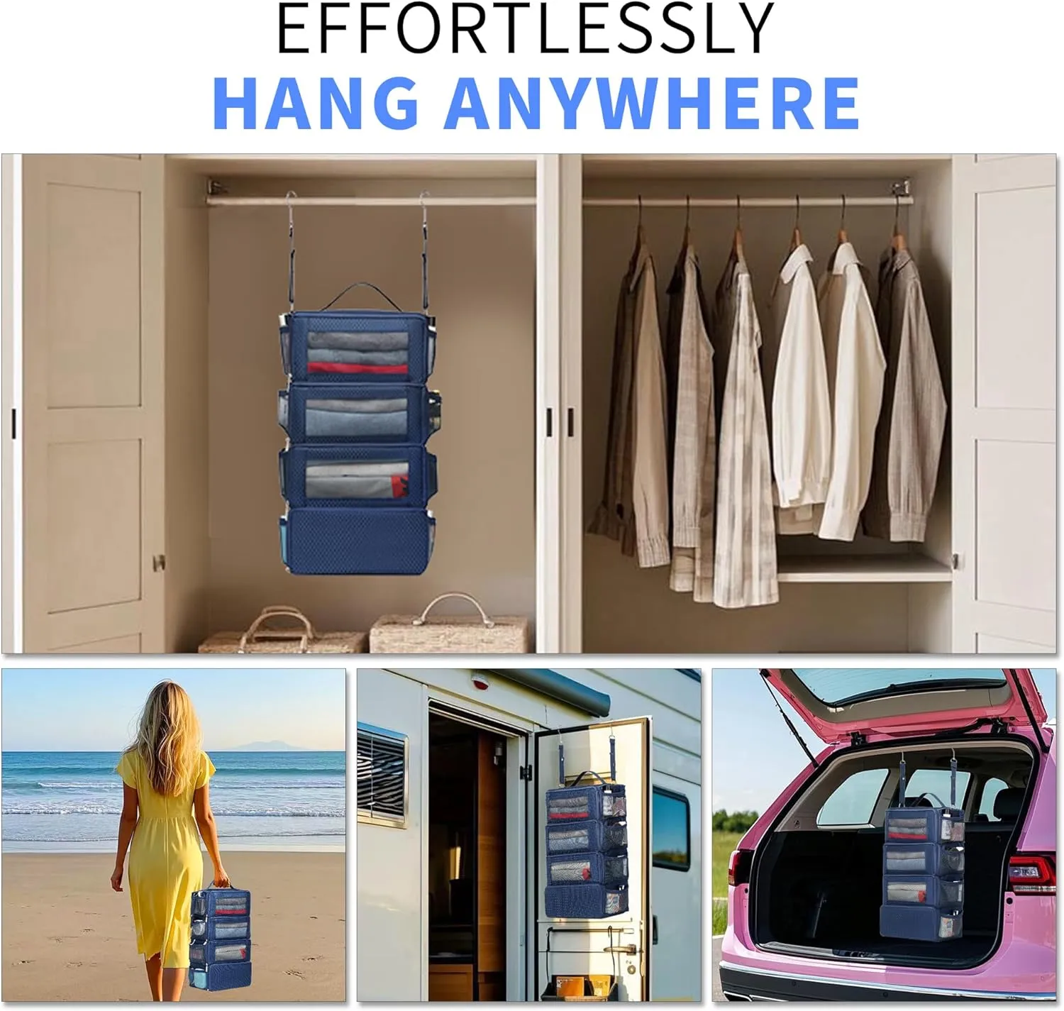Suitcase Organizer Travel Bags Organizer for Luggage Compression Hanging Packing Cubes for Travel Carry on Closet (Bag Only)