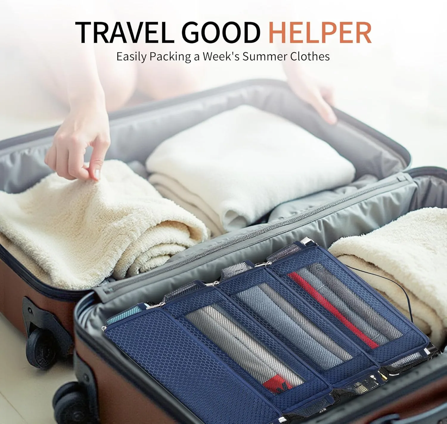 Suitcase Organizer Travel Bags Organizer for Luggage Compression Hanging Packing Cubes for Travel Carry on Closet (Bag Only)