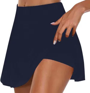 Summer Athletic Skorts for Women Trendy High Waisted Skirts with Shorts Underneath Stretch Workout Running Gym Shorts