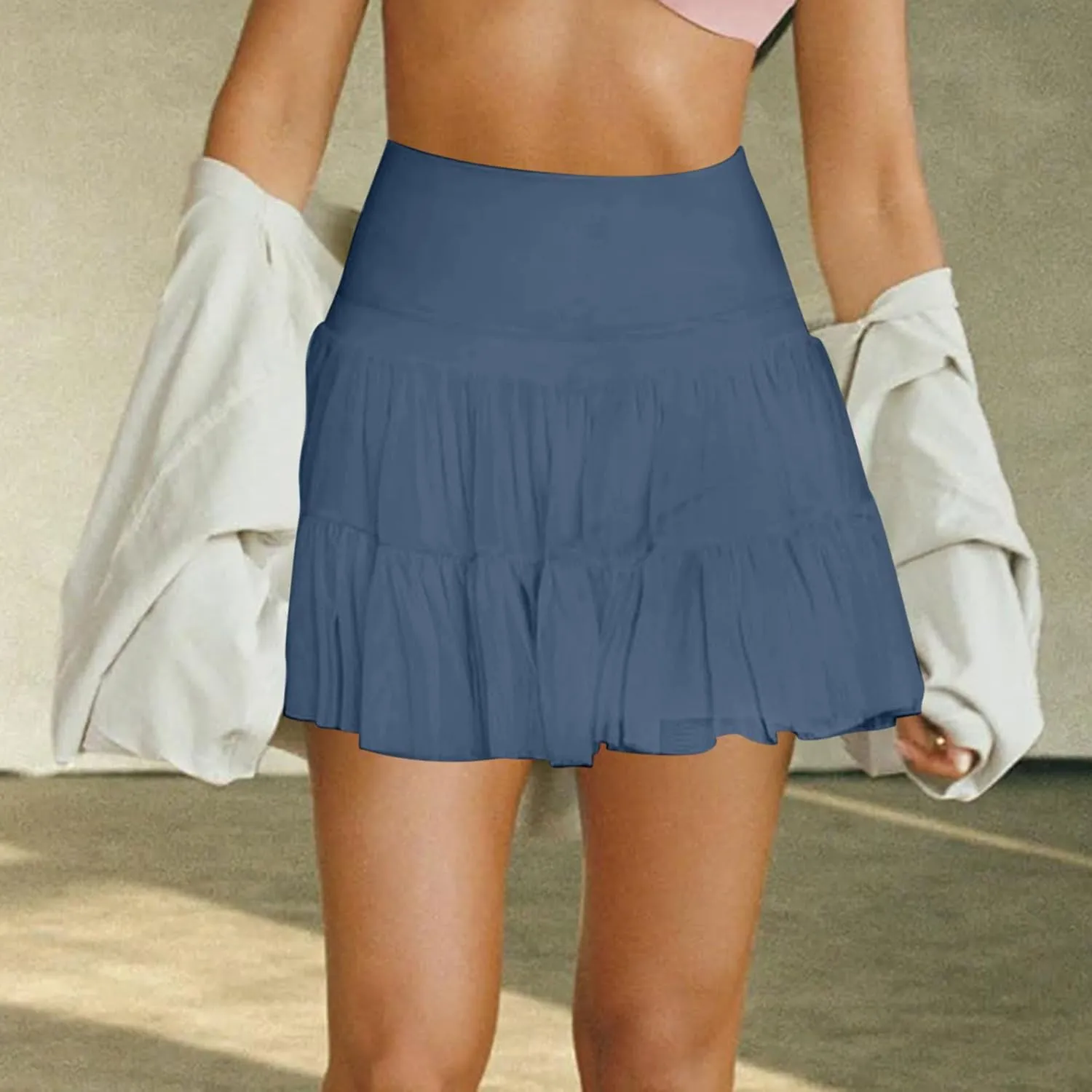 TANGNADE Women Pleated Tennis Skirts Dressy Casual High Waisted Tummy Control Athletic Workout Golf Ruffle Skorts