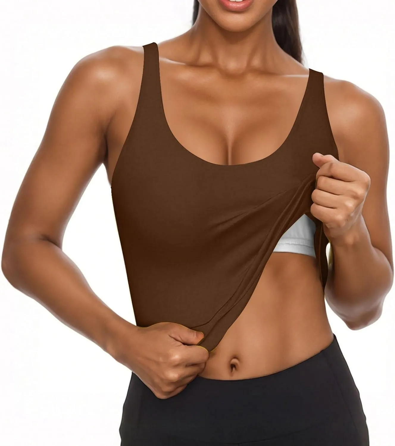 Tank Tops with Built in Bra Womens Padded Yoga Camisole Shelf Bras Tank Tops Basic Racerback Workout Modal Undershirt