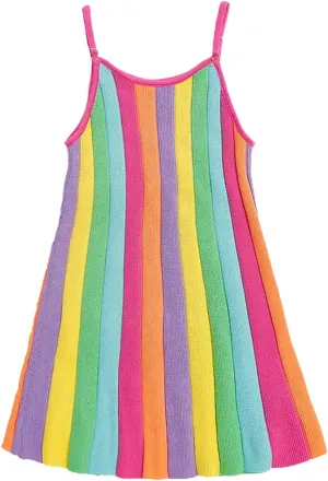 Toddler Baby Girls Rainbow Dress Summer Sleeveless Beach Sundress Casual Swing Spaghetti Straps Dress