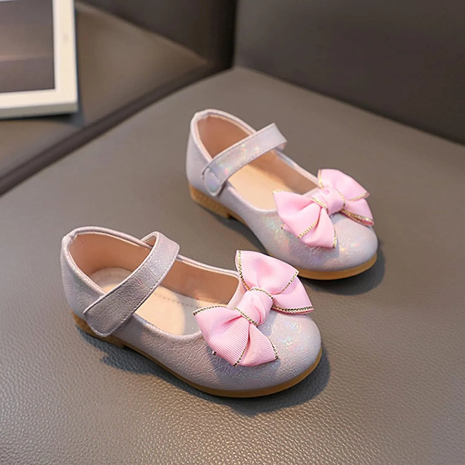 Toddler Girls Dress Shoes Flower Little Girl Mary Jane Ballet Flats Bows Wedding Party School Communion Shoes