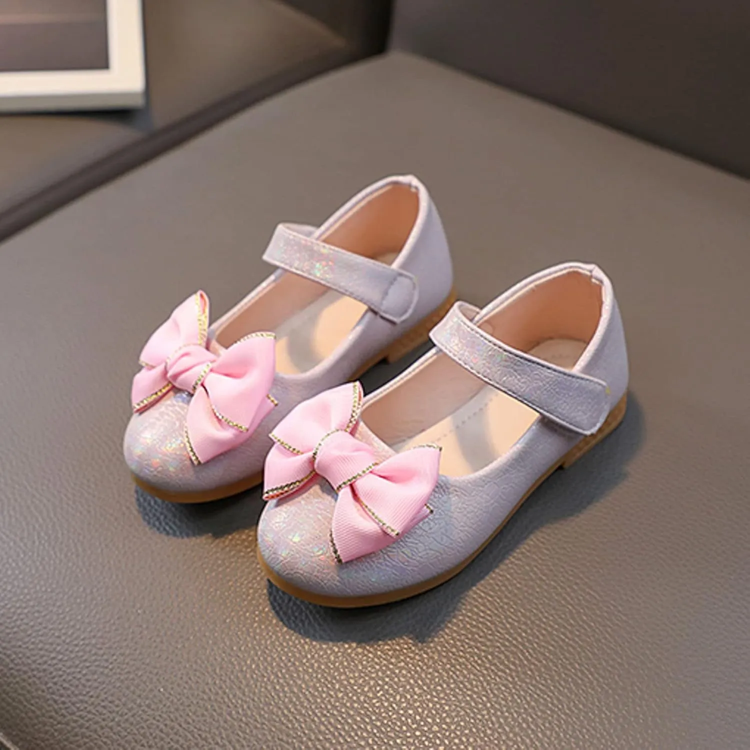 Toddler Girls Dress Shoes Flower Little Girl Mary Jane Ballet Flats Bows Wedding Party School Communion Shoes
