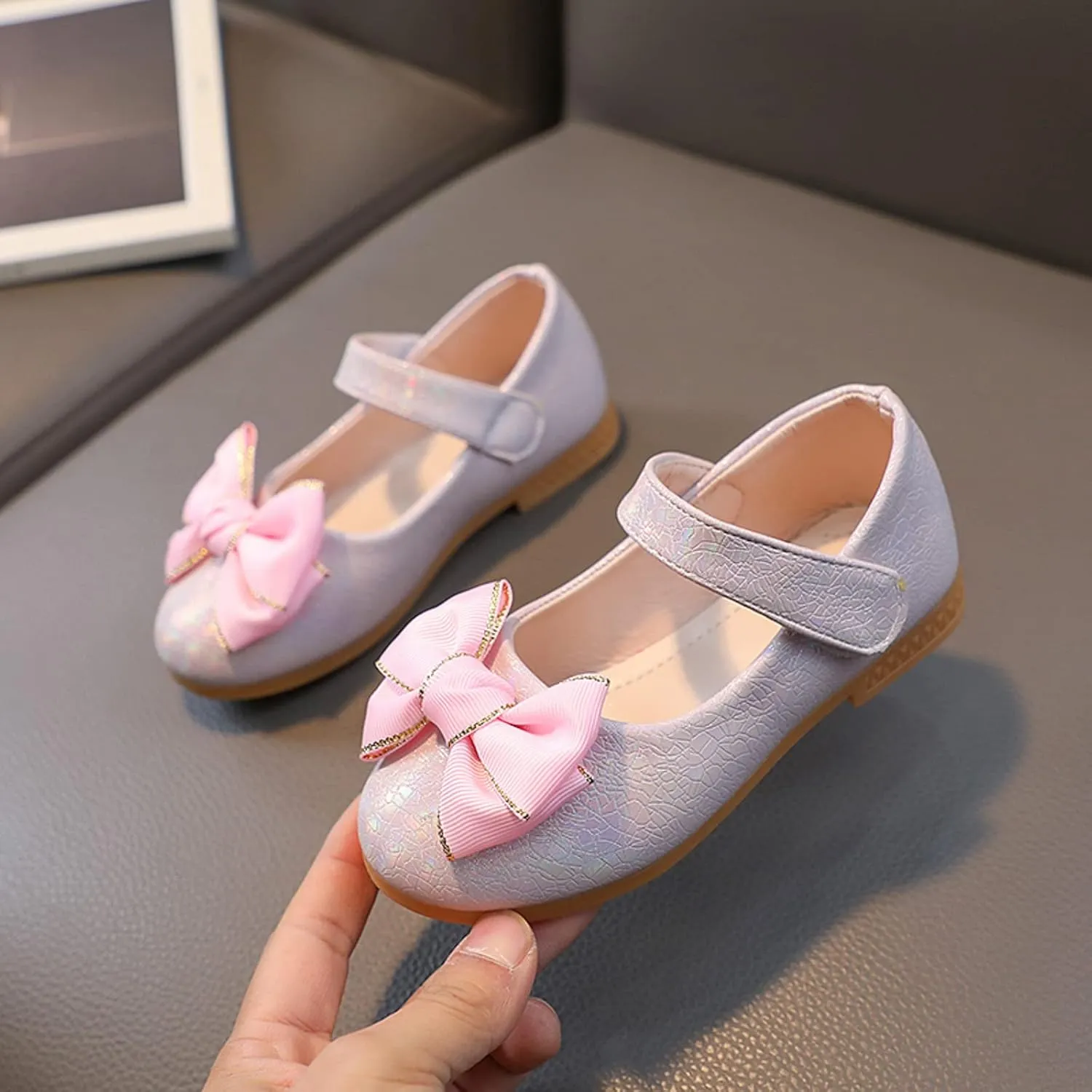 Toddler Girls Dress Shoes Flower Little Girl Mary Jane Ballet Flats Bows Wedding Party School Communion Shoes