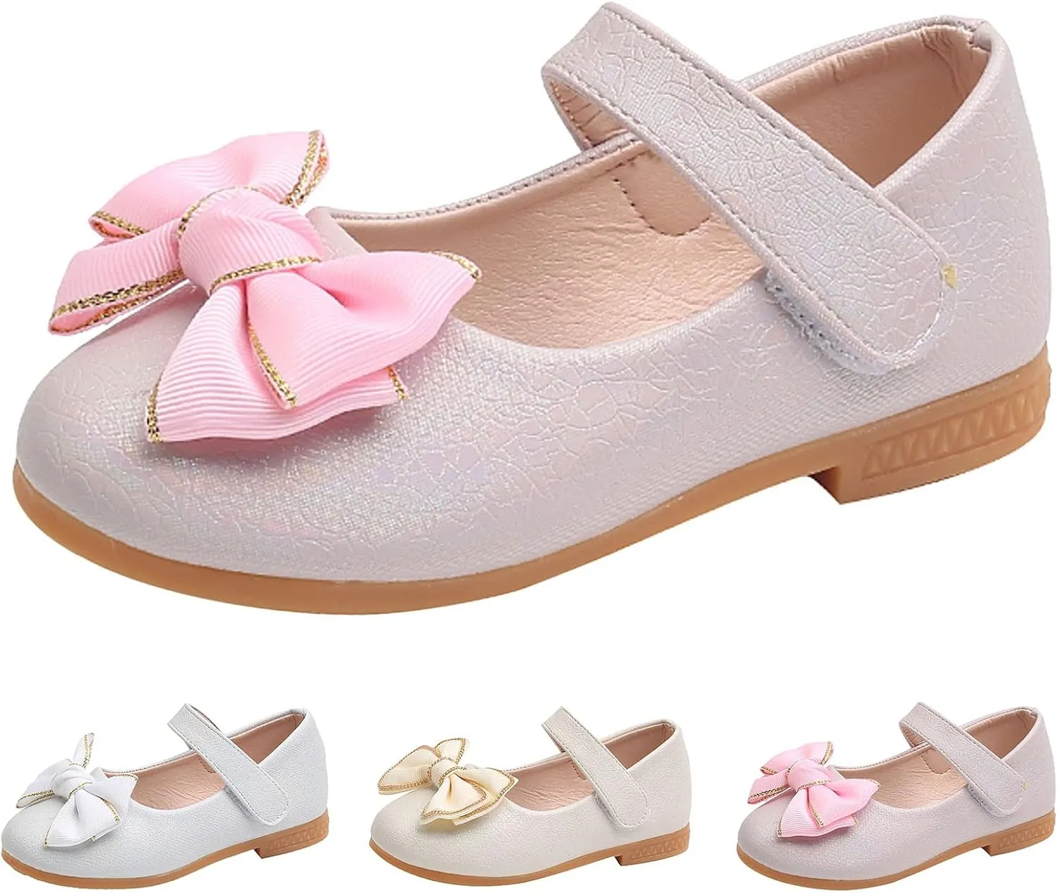 Toddler Girls Dress Shoes Flower Little Girl Mary Jane Ballet Flats Bows Wedding Party School Communion Shoes