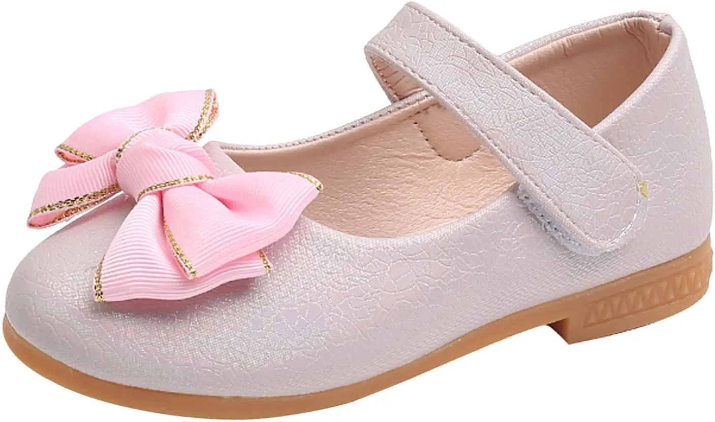 Toddler Girls Dress Shoes Flower Little Girl Mary Jane Ballet Flats Bows Wedding Party School Communion Shoes