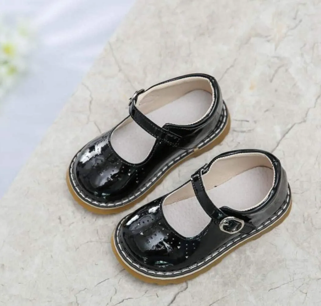 Toddler Kids' Patent Leather Mary Jane Flat Cutout Strap Dress Oxford Shoes Baby Moccasins