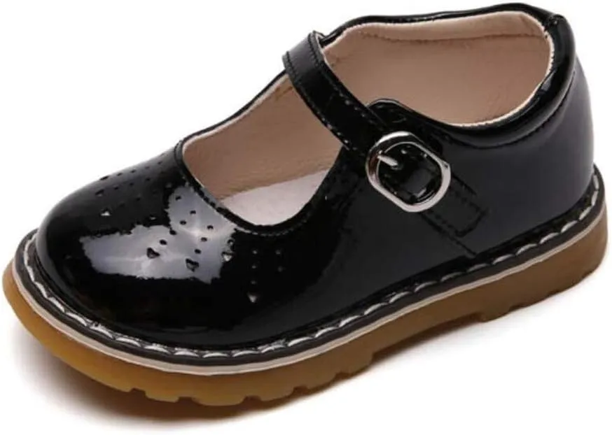 Toddler Kids' Patent Leather Mary Jane Flat Cutout Strap Dress Oxford Shoes Baby Moccasins