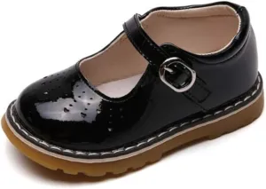 Toddler Kids' Patent Leather Mary Jane Flat Cutout Strap Dress Oxford Shoes Baby Moccasins