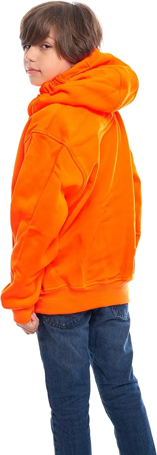 TrailCrest by Treel Kids Orange Safety Full Zip High Visibility Thick Fleece Hoodie Sweatshirt Hunting Jacket