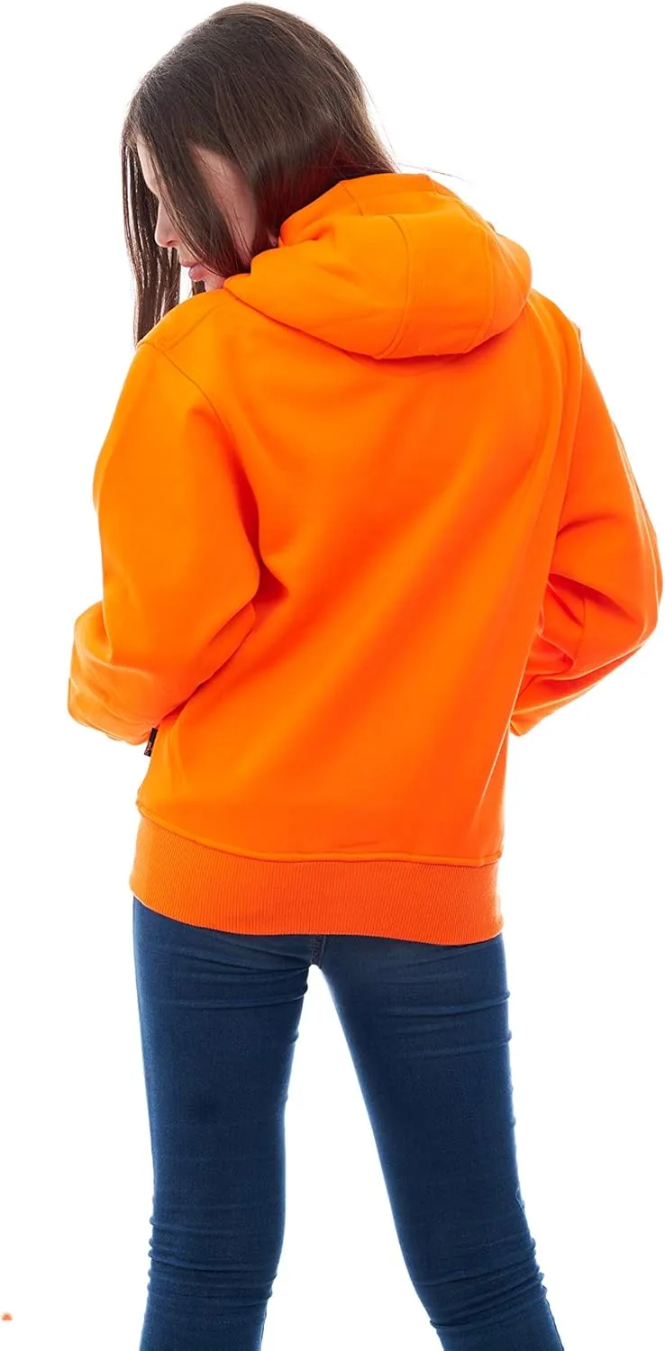 TrailCrest by Treel Kids Orange Safety Full Zip High Visibility Thick Fleece Hoodie Sweatshirt Hunting Jacket