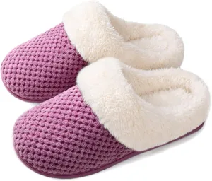 ULTRAIDEAS Women's Lamb-hug Comfy Fleece House Slippers Memory Foam, Slip-on House Shoes Indoor Outdoor