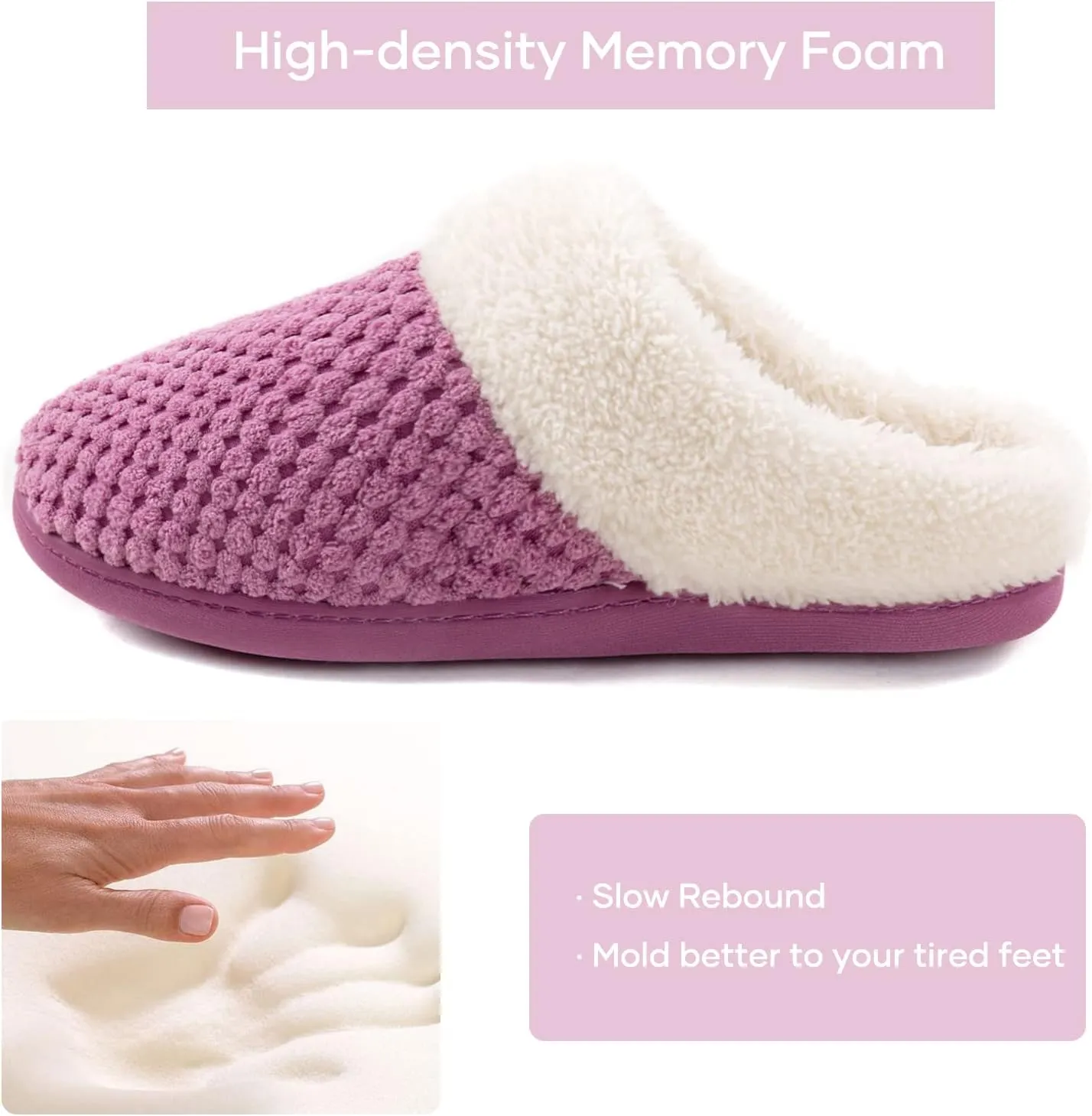 ULTRAIDEAS Women's Lamb-hug Comfy Fleece House Slippers Memory Foam, Slip-on House Shoes Indoor Outdoor