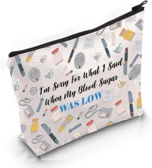 VAMSII Diabetes Awareness Survivor Gift When My Blood Sugar Was Low Makeup Bag Type 1 Diabetes Cosmetic Bag Diabetes Supply Bag (When My Blood Sugar Was Low M)
