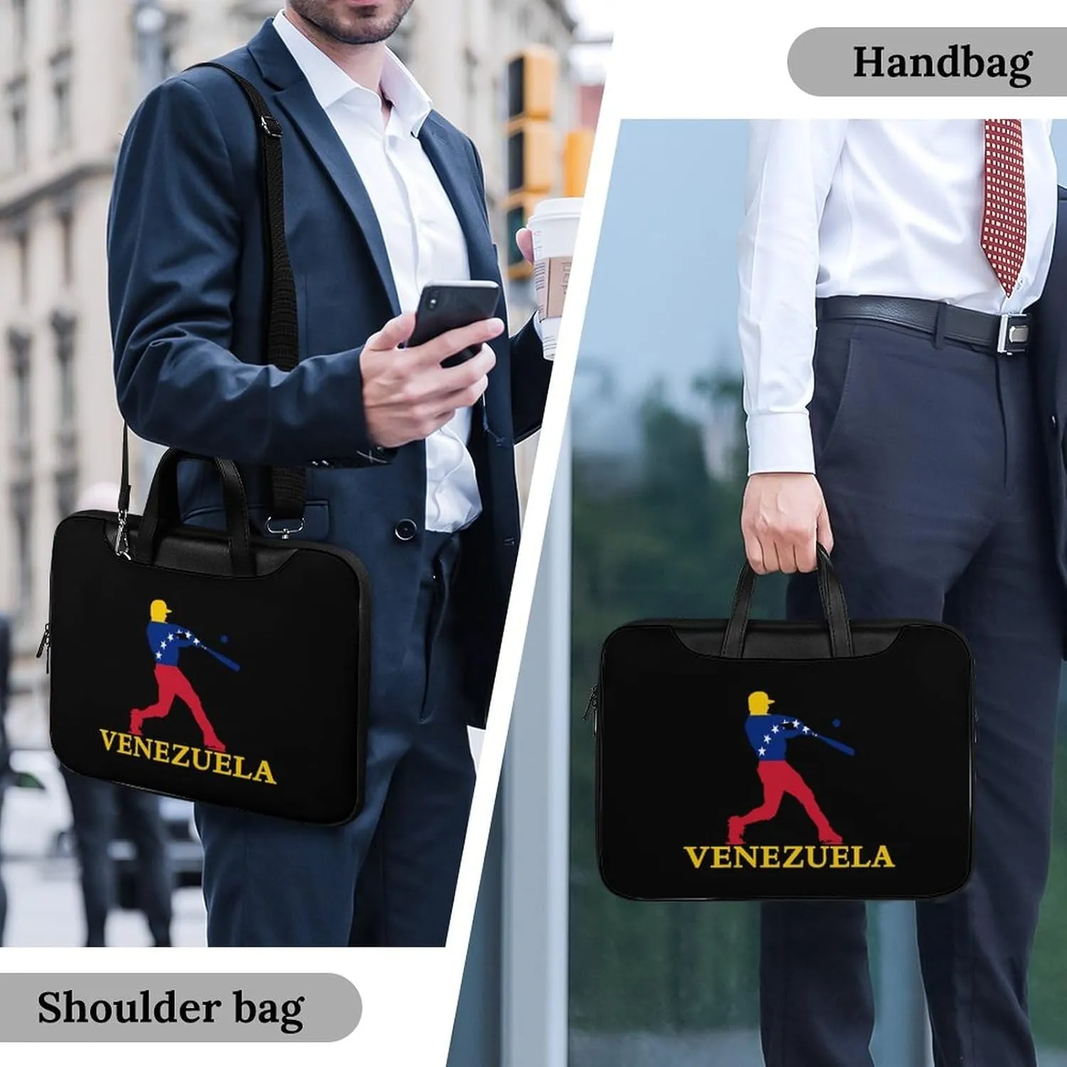 Venezuela Flag Baseball Player Laptop Tote Bag Waterproof Computer Carrying Case Business Office Briefcase