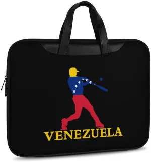 Venezuela Flag Baseball Player Laptop Tote Bag Waterproof Computer Carrying Case Business Office Briefcase