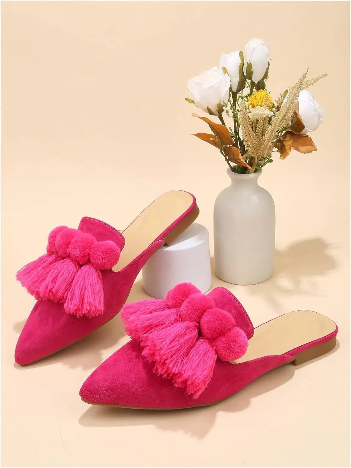 Verdusa Mules for Women 2025 Dress Shoes Slip On Flats Comfortable Pointed Toe Mules Dressy Casual Loafers