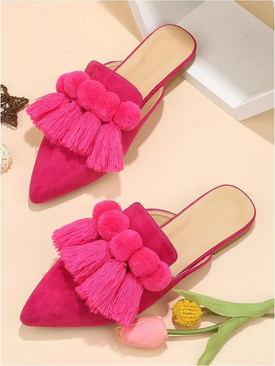 Verdusa Mules for Women 2025 Dress Shoes Slip On Flats Comfortable Pointed Toe Mules Dressy Casual Loafers