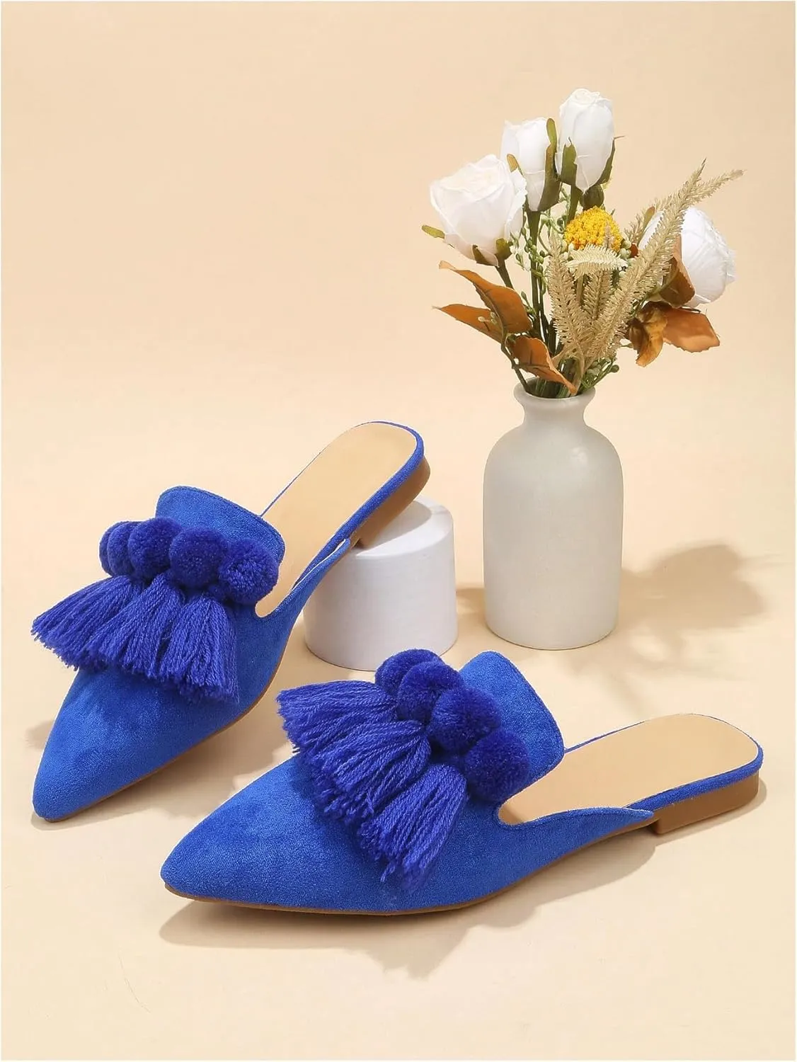 Verdusa Mules for Women 2025 Dress Shoes Slip On Flats Comfortable Pointed Toe Mules Dressy Casual Loafers