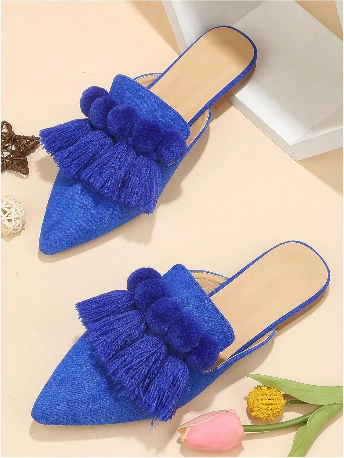 Verdusa Mules for Women 2025 Dress Shoes Slip On Flats Comfortable Pointed Toe Mules Dressy Casual Loafers
