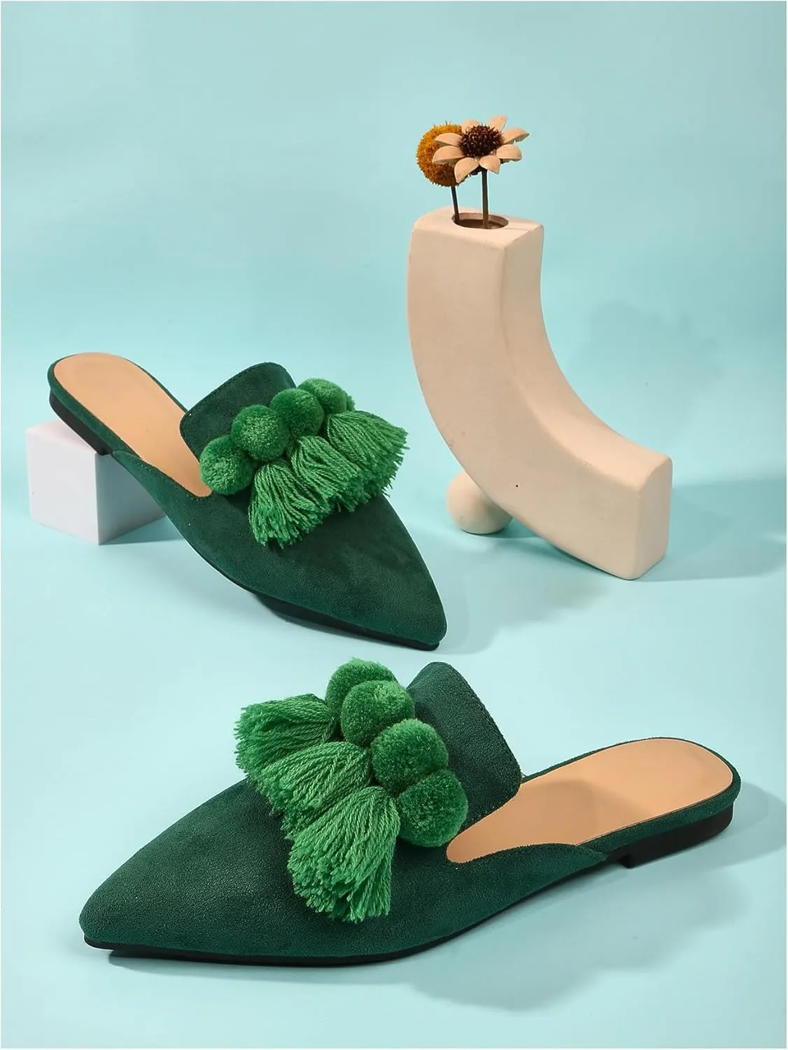 Verdusa Mules for Women 2025 Dress Shoes Slip On Flats Comfortable Pointed Toe Mules Dressy Casual Loafers
