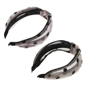 VICASKY Dot Headband 2pcs Wide Brim Turban Headband Hair Bands Round Dot Pattern for Women Vintage Style