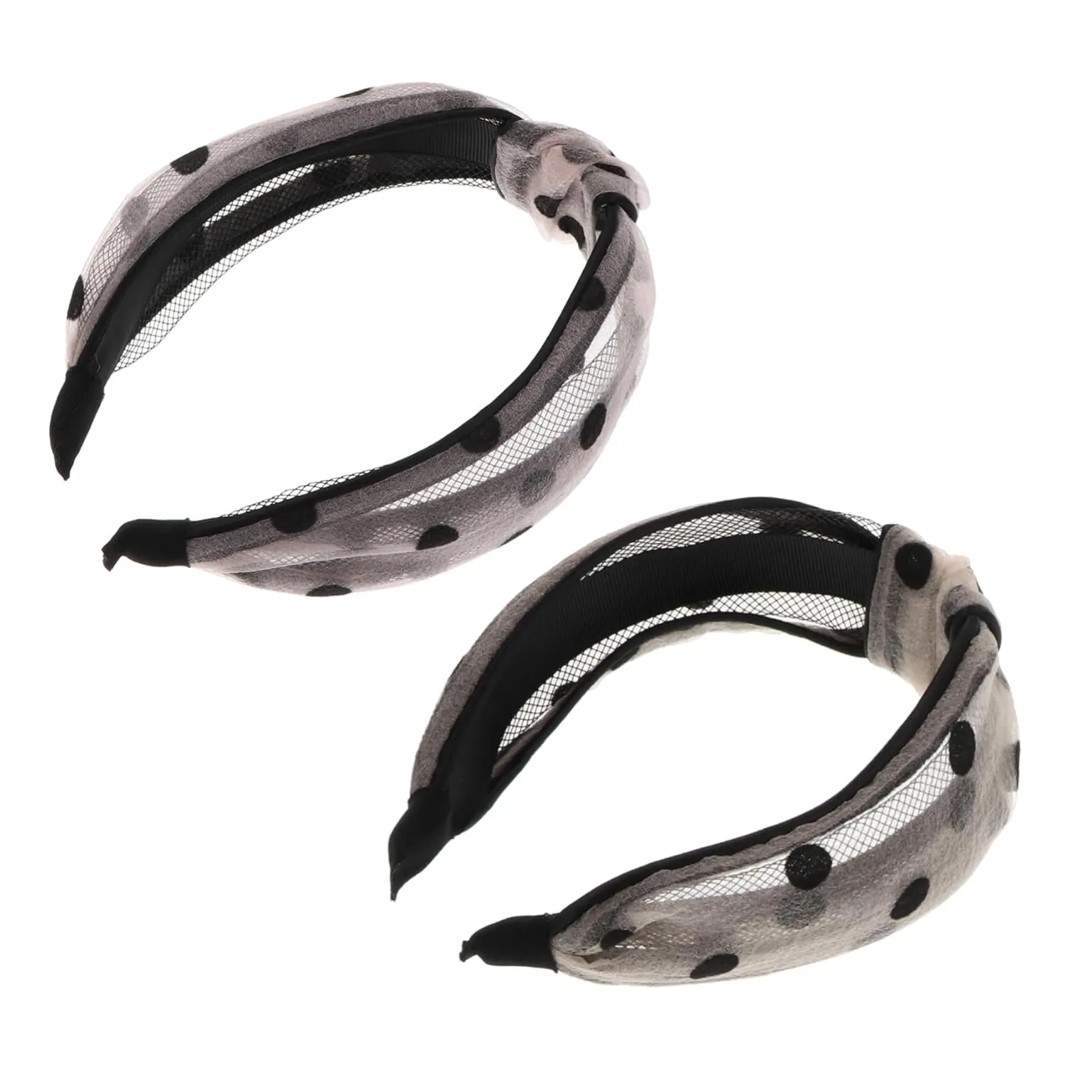 VICASKY Dot Headband 2pcs Wide Brim Turban Headband Hair Bands Round Dot Pattern for Women Vintage Style