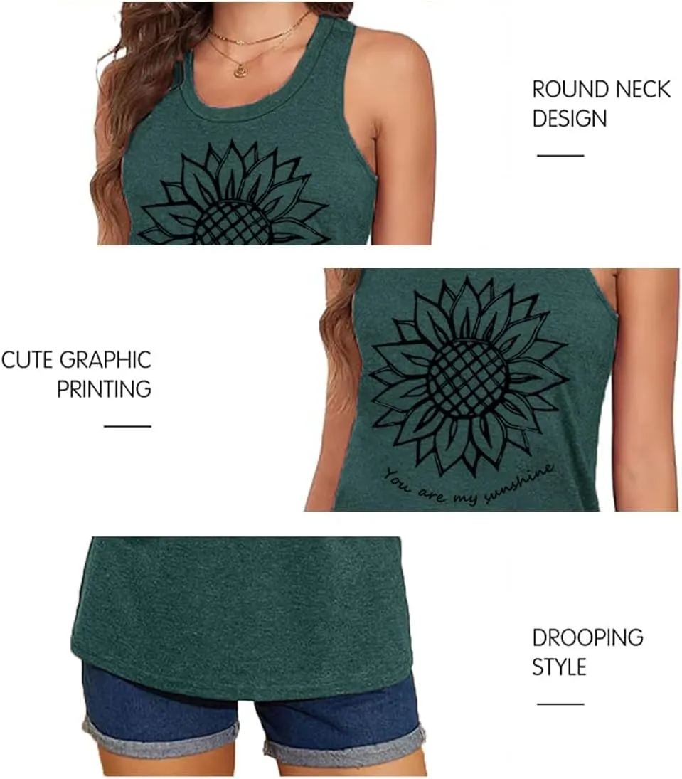 Wildflower Graphic Tees for Women Athletic Tops Sunflower Shirts Camping Flower Top Summer Short Sleeve Women's Clothing