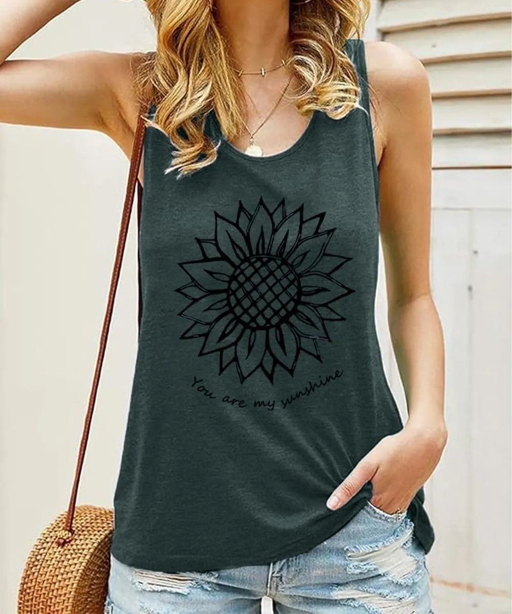Wildflower Graphic Tees for Women Athletic Tops Sunflower Shirts Camping Flower Top Summer Short Sleeve Women's Clothing