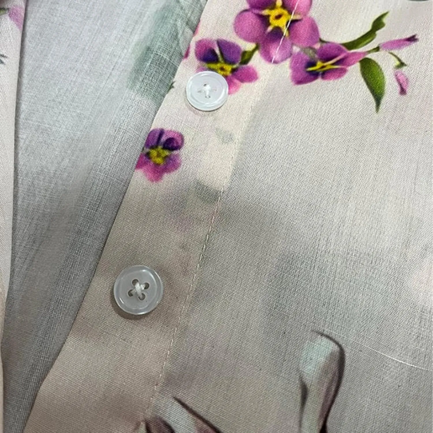 Women Cotton Linen Dresses 3/4 Sleeve Floral Print 2025 Maxi Button Down Casual Boho Plus Size A Line Summer Dress