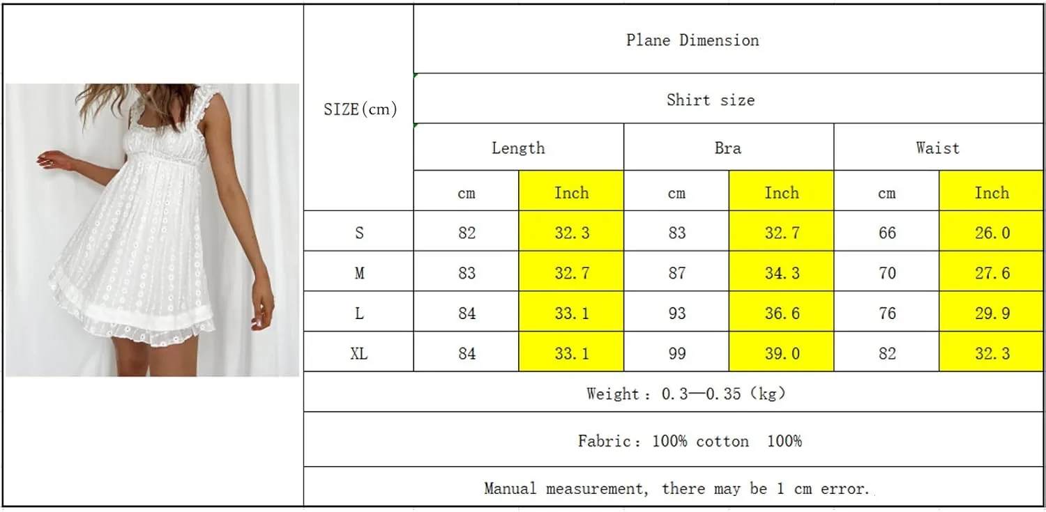 Women Eyelet Dress Ruffle Lace Strap Square Neck Sleeveless A Line Mini Dress Backless Y2k Floral Dress Party Beach Dresses