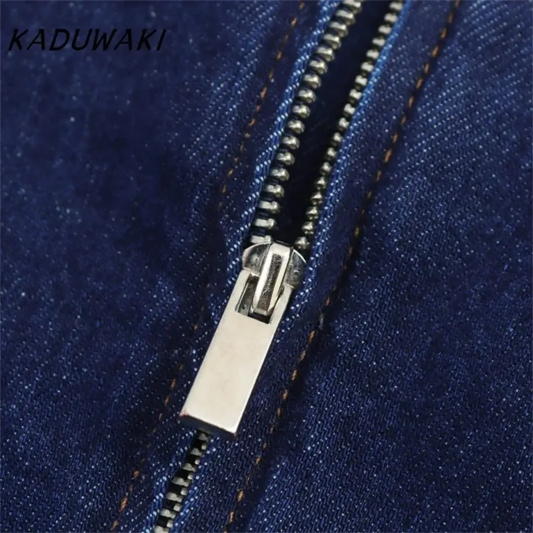 Women Office Denim Solid O-Neck Zipper Sleeveless Straight Robe Bodycon Jeans Dresses
