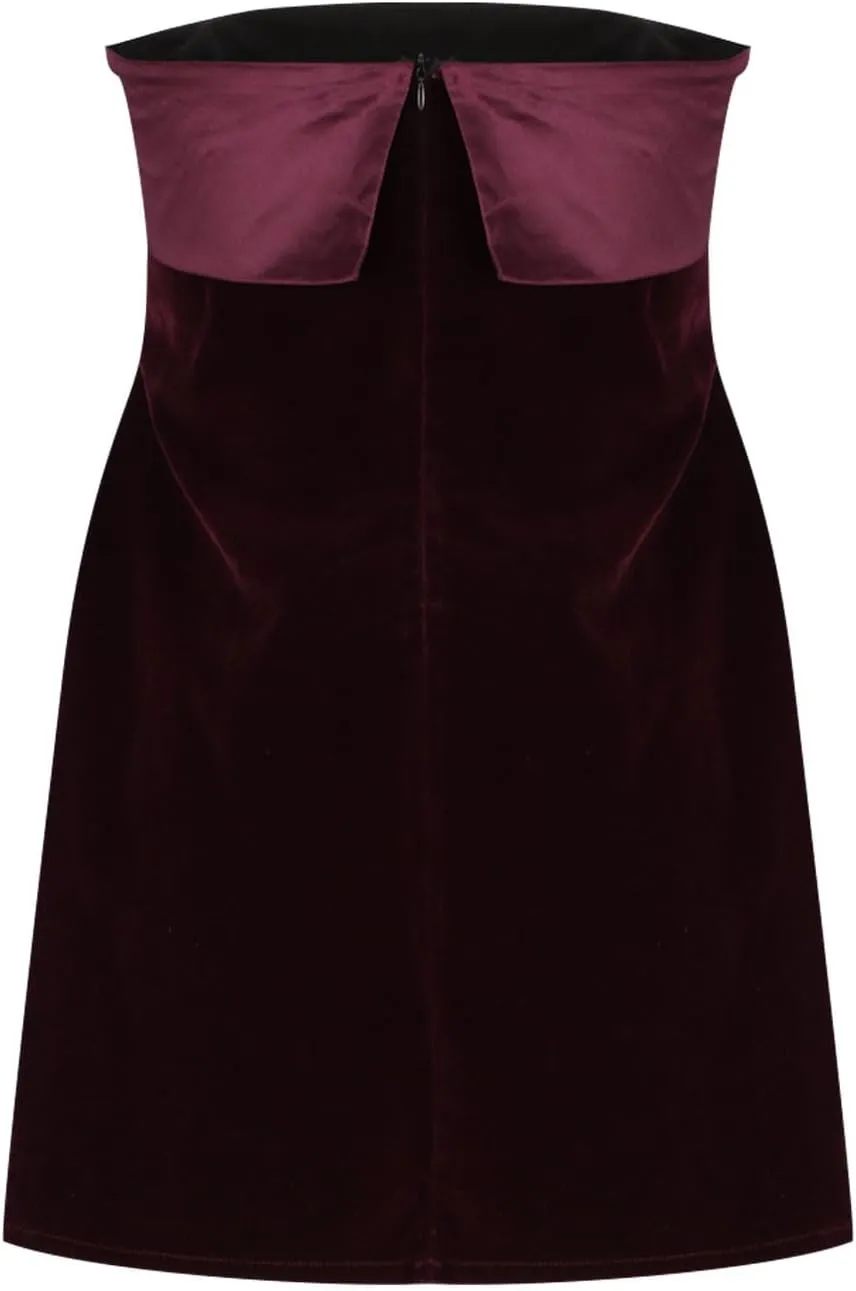 Women Sexy Strapless Tube Mini Dress Velvet Satin Off Shoulder Slim Flare Y2K Short Cocktail Party Night Club Dress