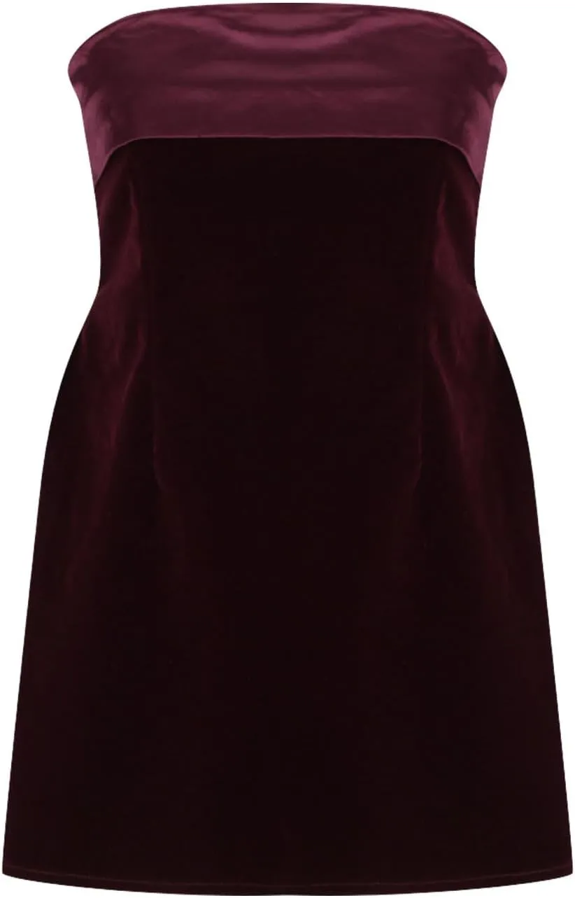 Women Sexy Strapless Tube Mini Dress Velvet Satin Off Shoulder Slim Flare Y2K Short Cocktail Party Night Club Dress