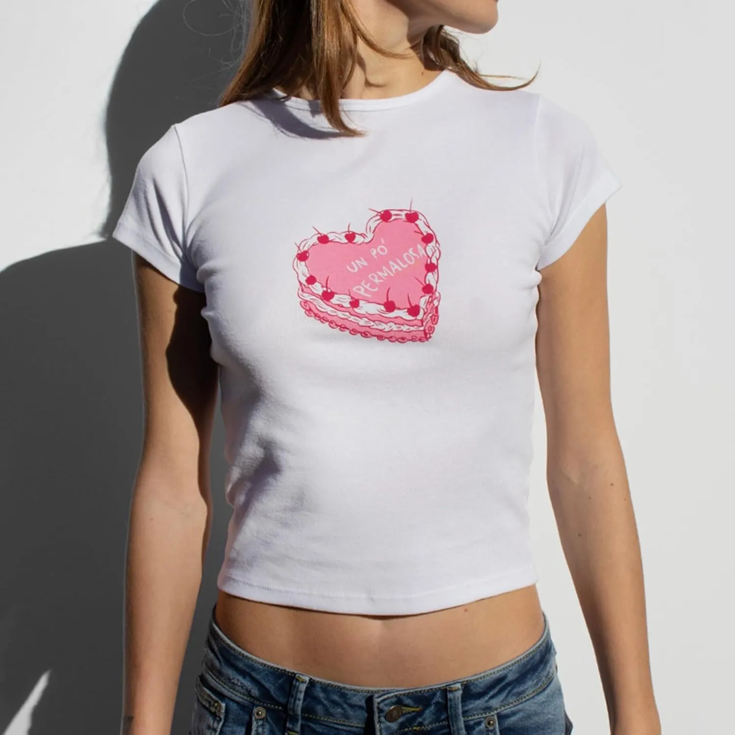 Women Y2k Baby Tees Cute Graphic Crop Top Vintage Short Sleeve Slim Fit T Shirt Teens Summer Aesthetic Shirts