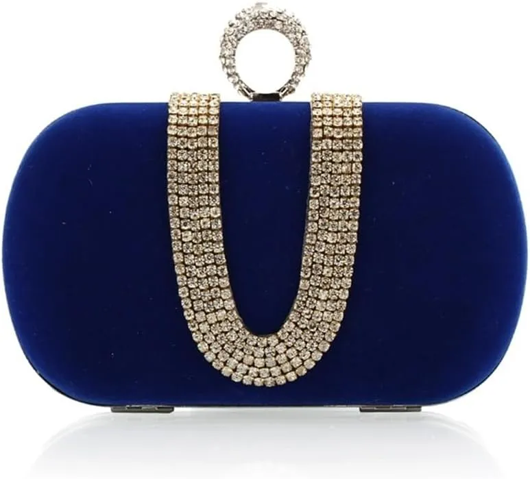 Women's Bag Diamonds Finger Evening Party Bag U Flannel Bag(E)