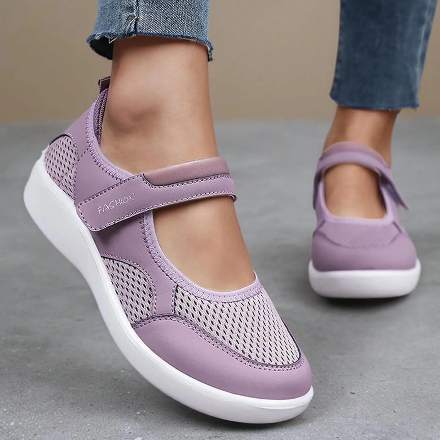Women's Casual Slip On Shoes Breathable Mesh Flat Comfortable Walking Shoes for Women Adjustable Straps Lightweight Summer Loafers