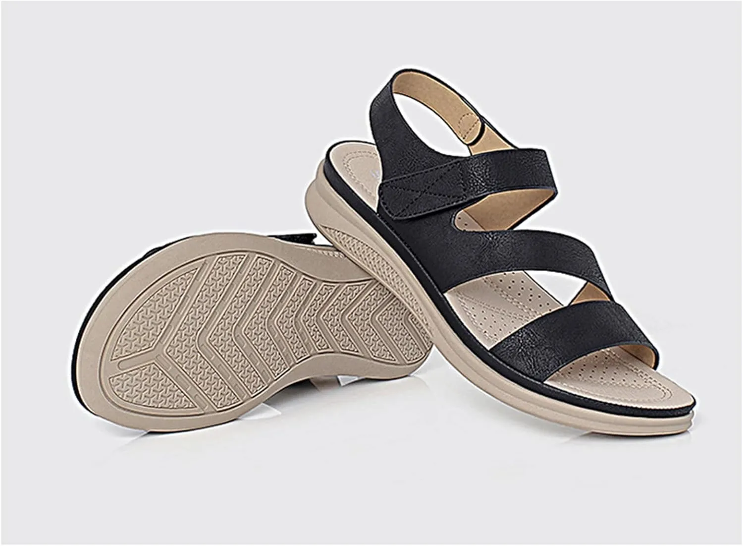 Women's Comfortable Walking Sandals, Open Toe Sport Slingback Ankle Strap Flat Summer Sandals Lightweight Platform Shoes