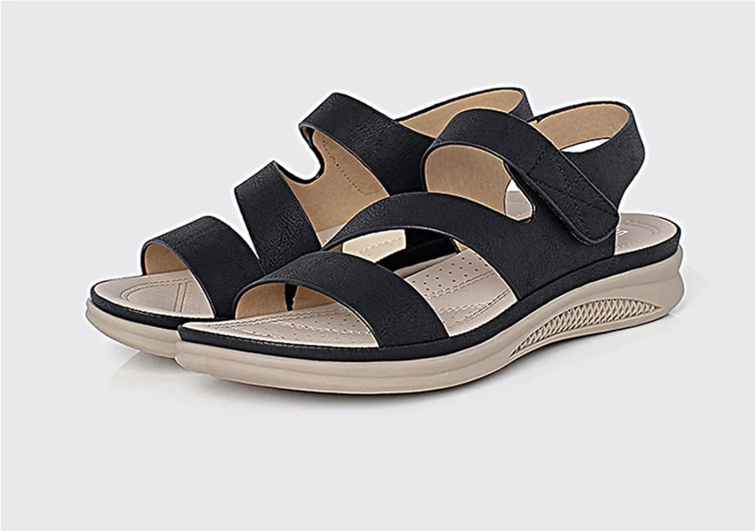 Women's Comfortable Walking Sandals, Open Toe Sport Slingback Ankle Strap Flat Summer Sandals Lightweight Platform Shoes