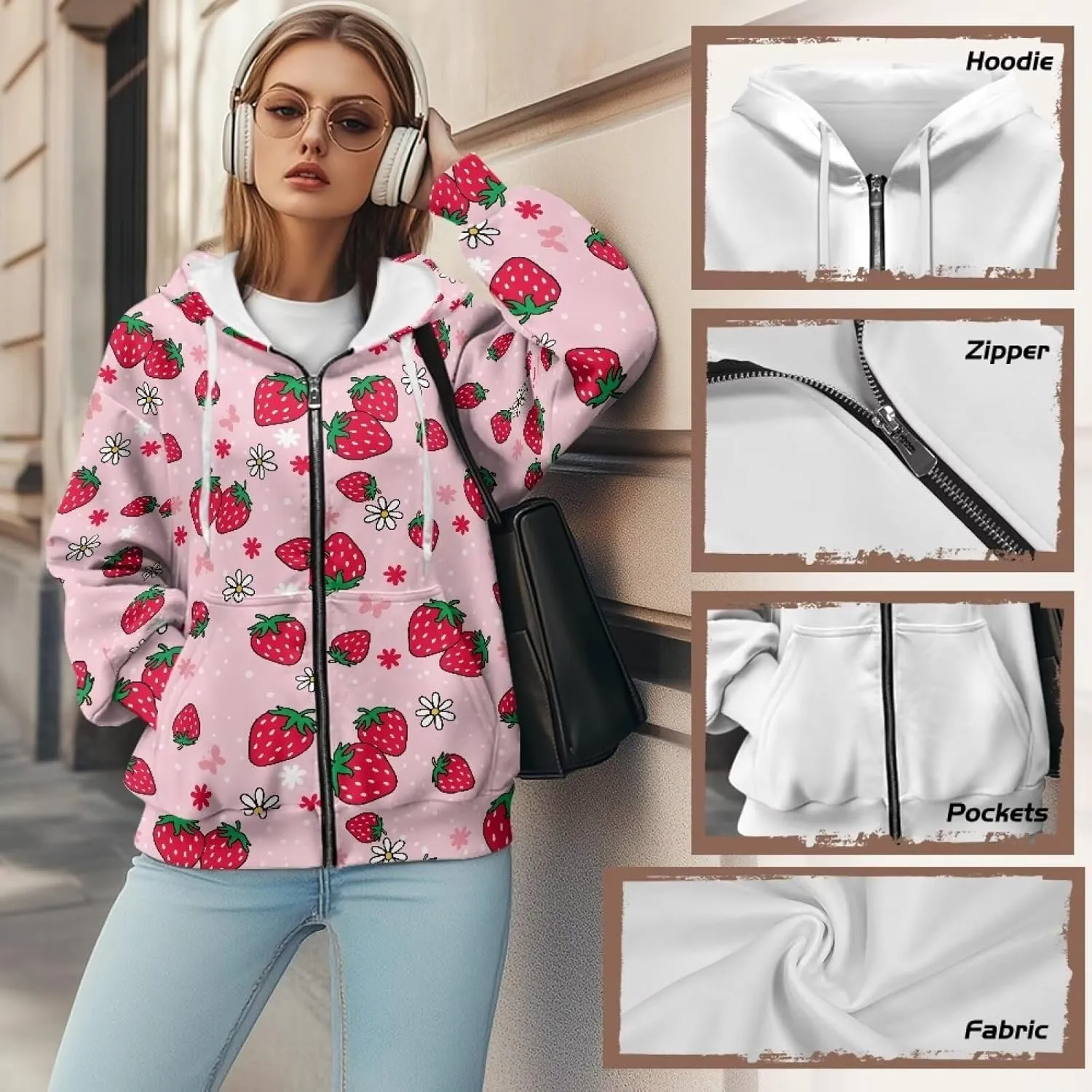 Womens Oversized Hoodie with Zipper Pockets Hooded Gradient Sweatshirt Women Zip Up Sweater Women Size XS-4XL