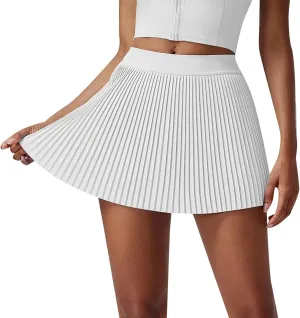 Womens Pleated Tennis Skirts with Pocket Shorts High Waisted Skorts Lightweight Golf Skirt Flowy Athletic Skort