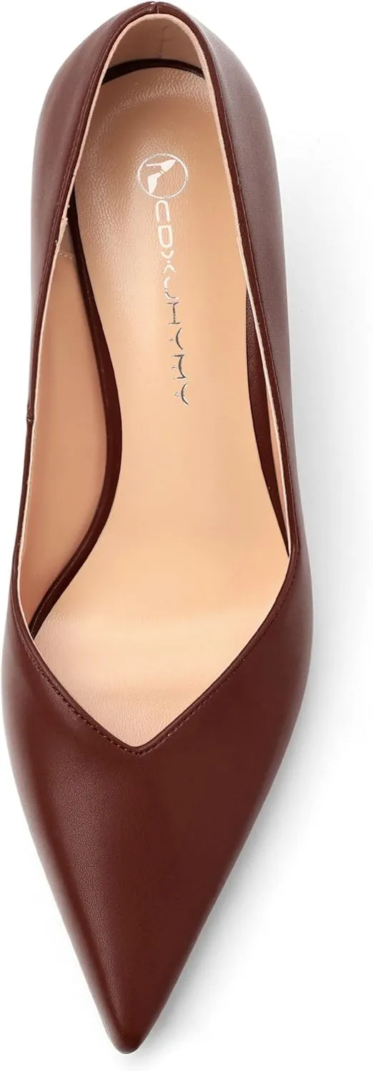 Women's Pumps, Pointed Closed Toe Kitten Heels for Women, Comfortable Mid Heel Women's Dress Shoes 2.5 inch