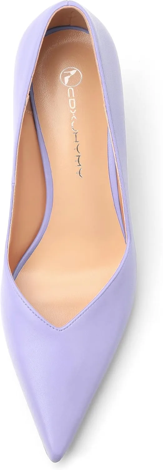 Women's Pumps, Pointed Closed Toe Kitten Heels for Women, Comfortable Mid Heel Women's Dress Shoes 2.5 inch