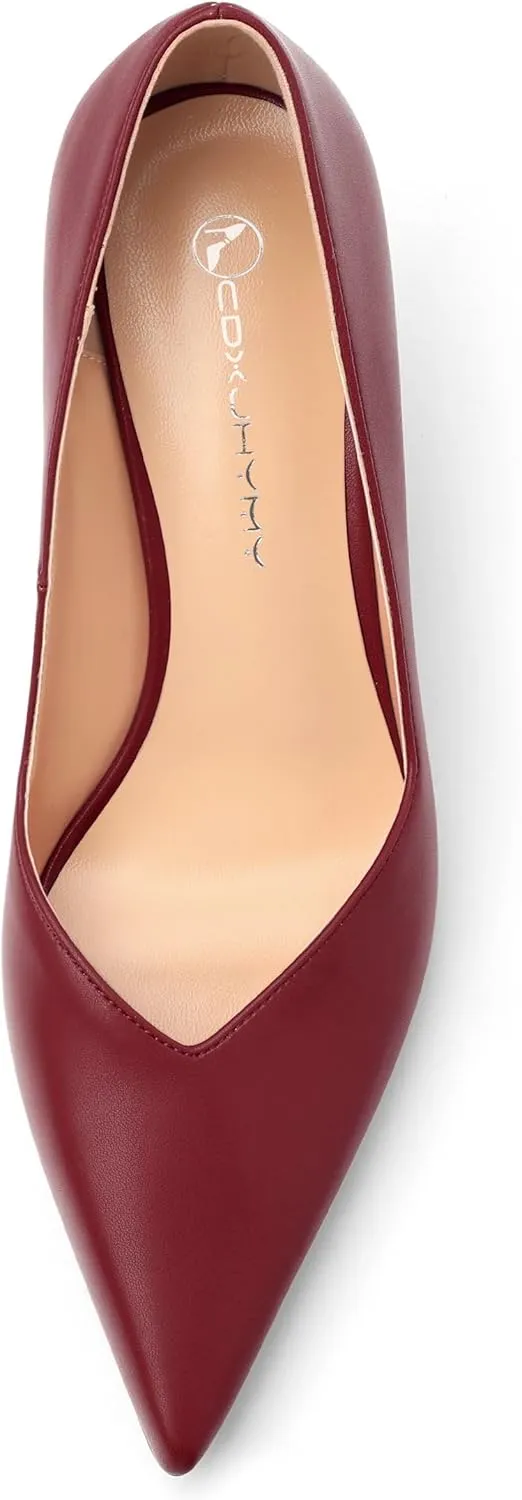 Women's Pumps, Pointed Closed Toe Kitten Heels for Women, Comfortable Mid Heel Women's Dress Shoes 2.5 inch