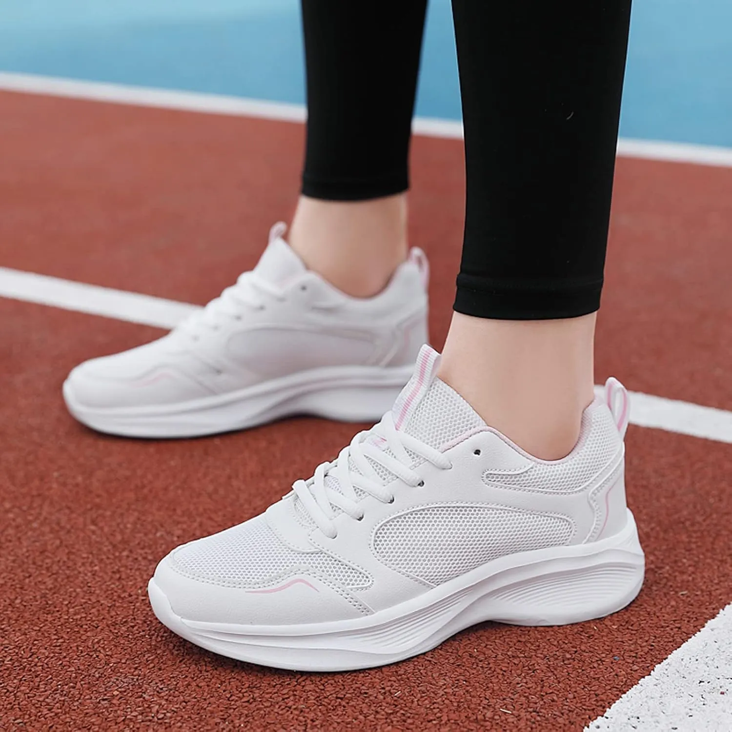 Womens Running Shoes Women Fashion Breathable Comfortable Athletic Sneakers Non Slip Lace Up Tennis Shoes