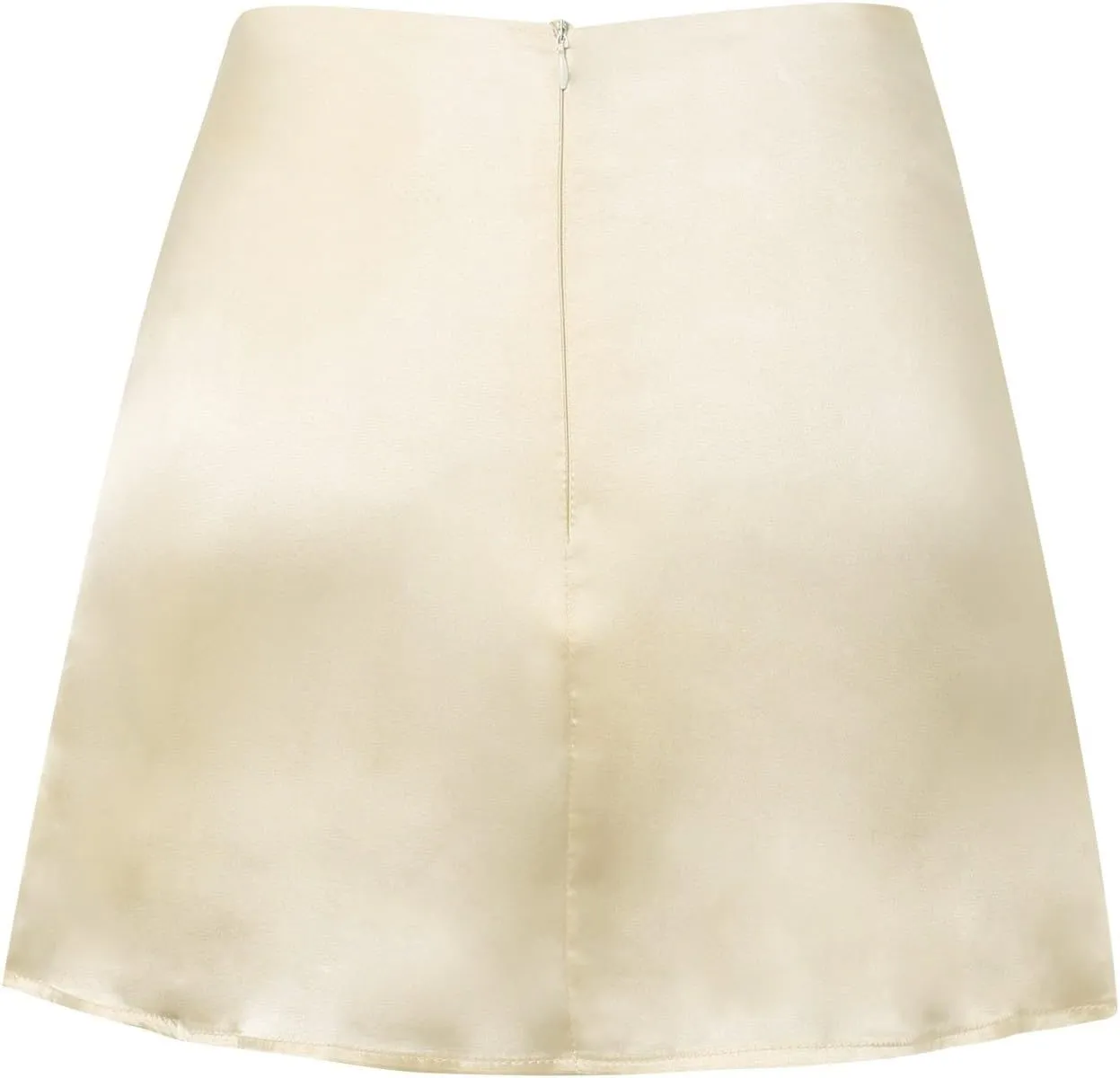 Women's Satin Elastic High Waist Zipper Skorts Versatile Stretchy Skirt Flared Casual A Line Mini Skirts Built in Shorts