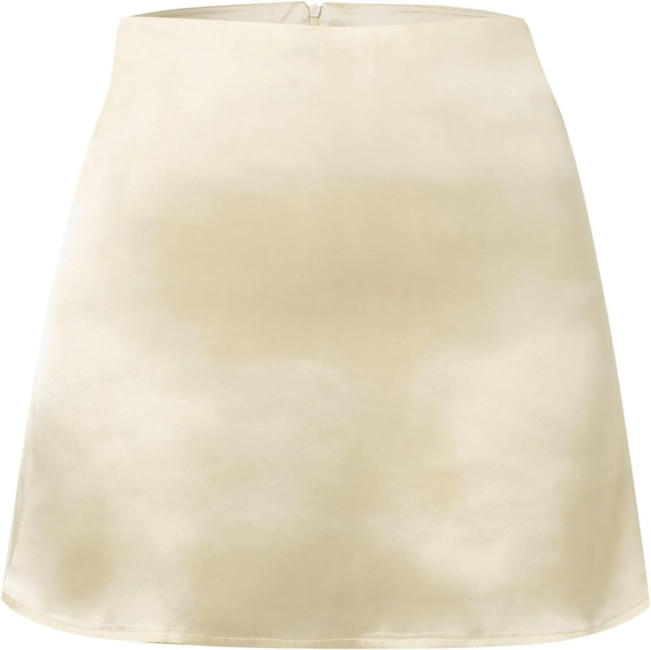 Women's Satin Elastic High Waist Zipper Skorts Versatile Stretchy Skirt Flared Casual A Line Mini Skirts Built in Shorts